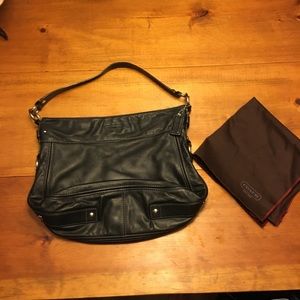 Coach bag, hobo style, black leather